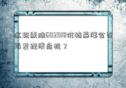 这轮原油603918价格暴涨会否引发经济危机？